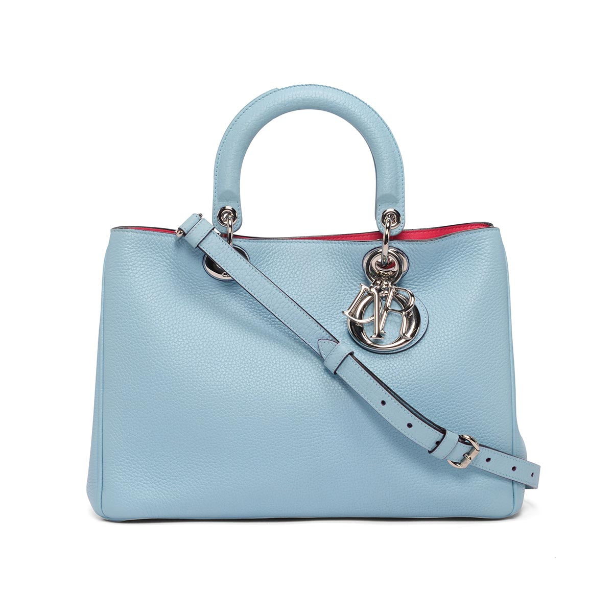 Dior Blue & Pink Grained Calfskin Medium Diorissimo Tote