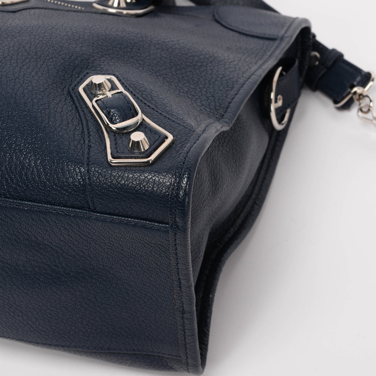 Balenciaga Navy Goatskin Metallic Edge City Bag