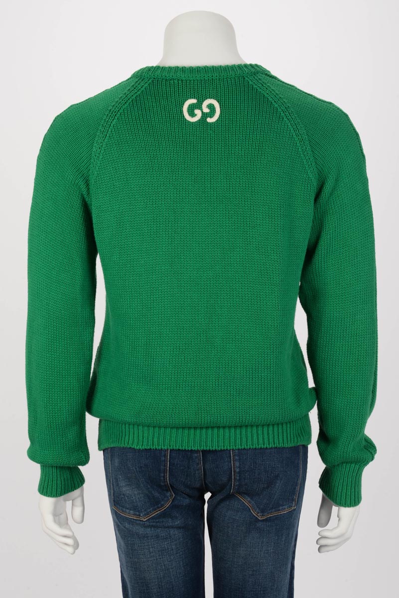 Gucci Green Cable Knit GG Sweater L