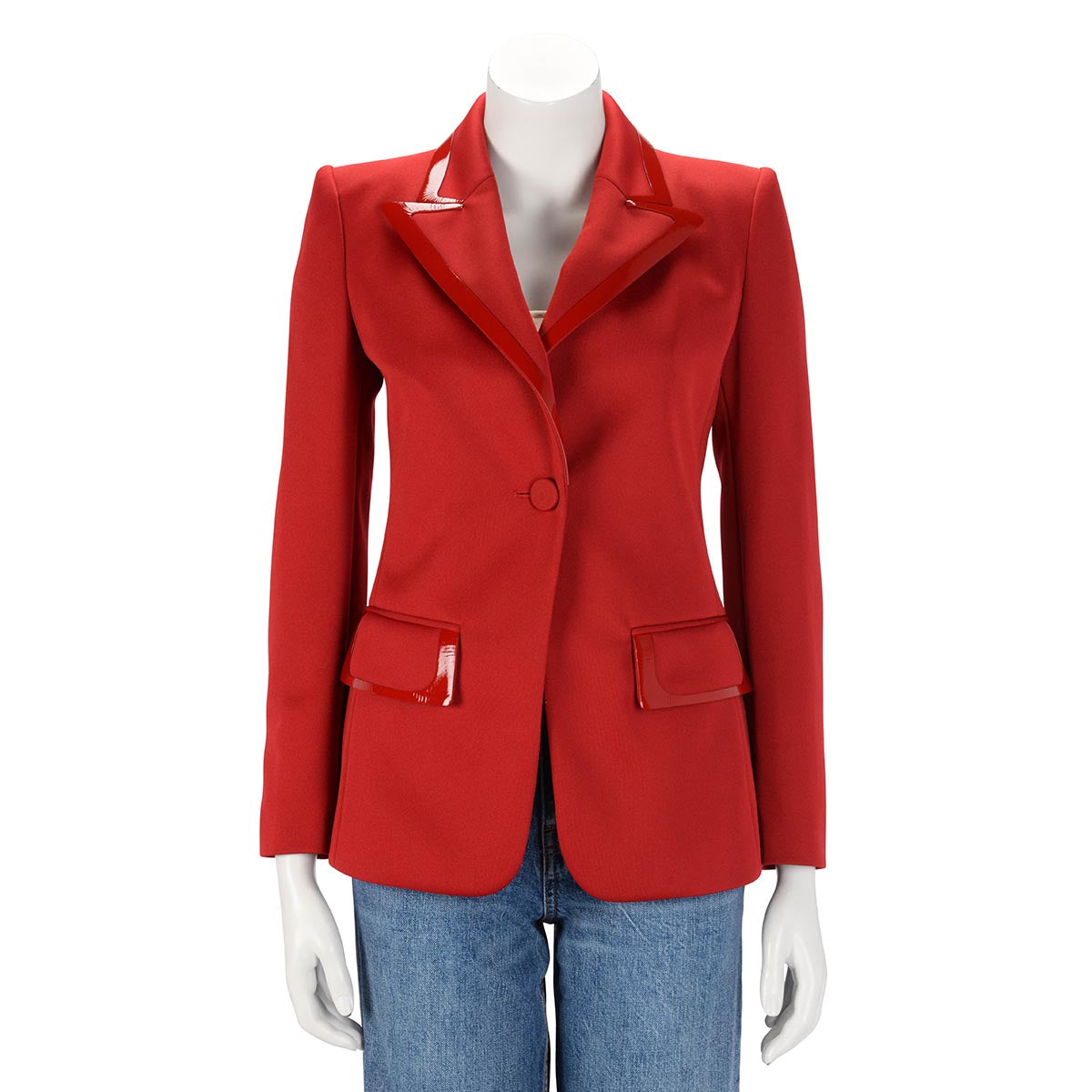 Fendi Red Interlock Patent Trim Jacket IT 38