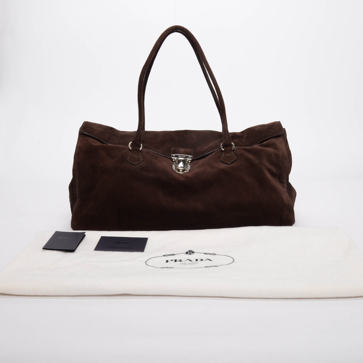 Prada Moro Brown Suede Easy Shoulder Bag