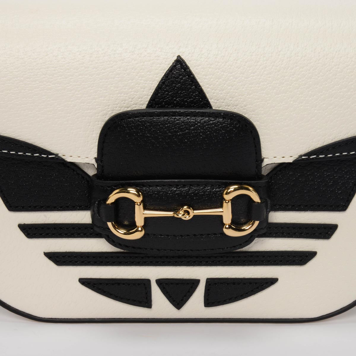 Gucci x Adidas White Textured Dollar Calfskin Horsebit 1955 Mini Bag