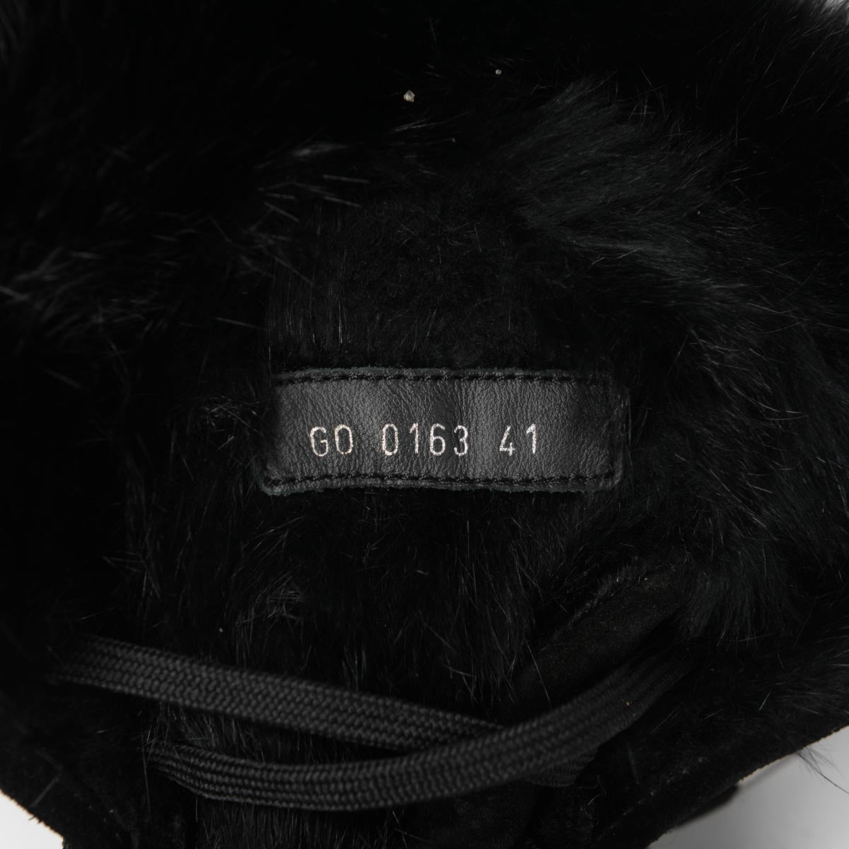 Louis Vuitton Black Monogram Suede & Fur Fold Over Sneakers 41