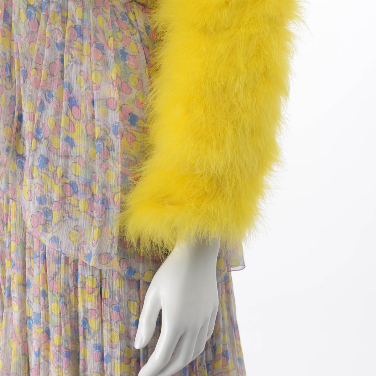 Gucci Yellow Marabou Bolero Jacket IT 38