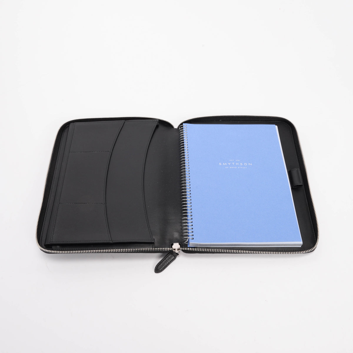 Smythson Black Ludlow A5 Writing Folder With Zip