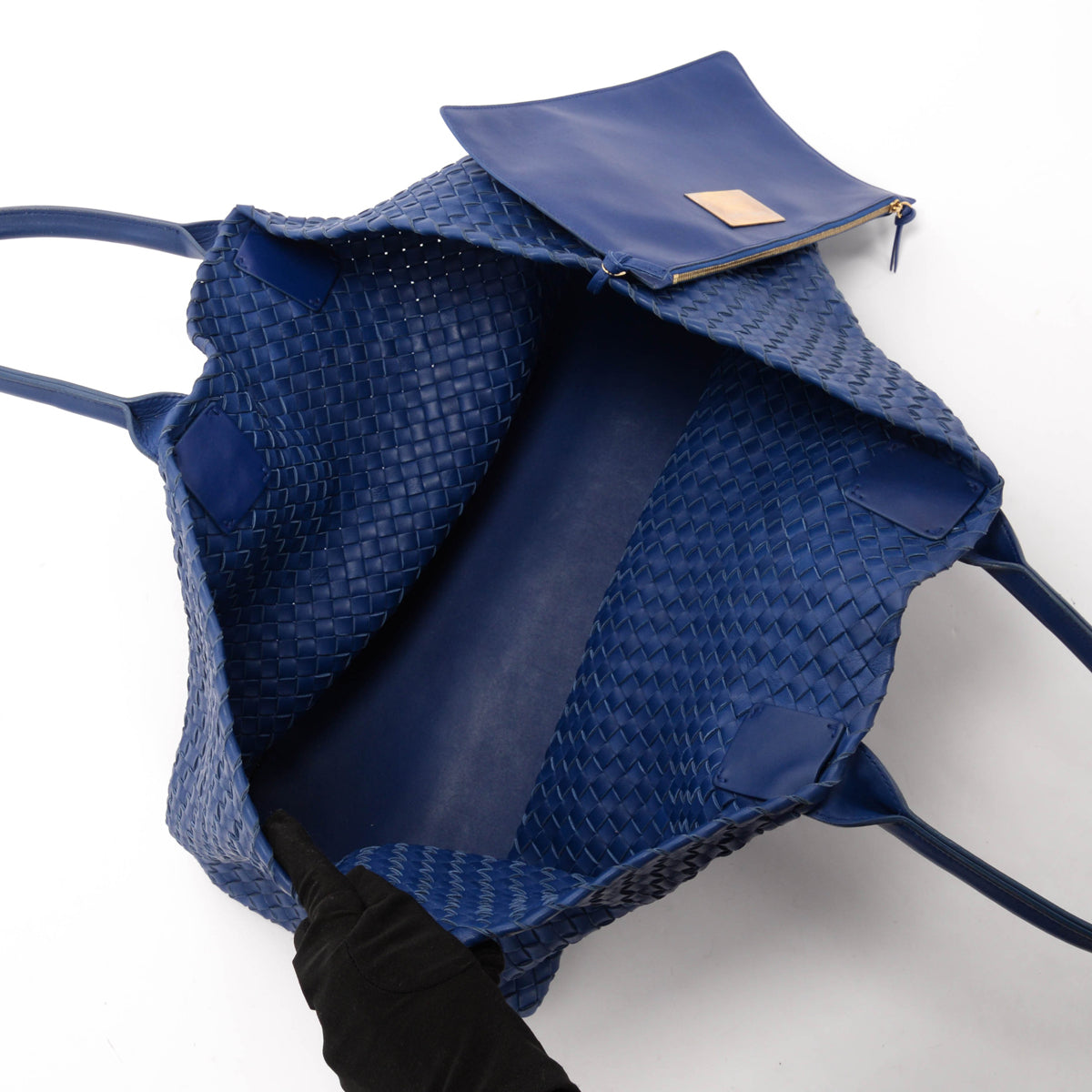 Bottega Veneta Cobalt Intrecciato Leather Large Cabat Tote
