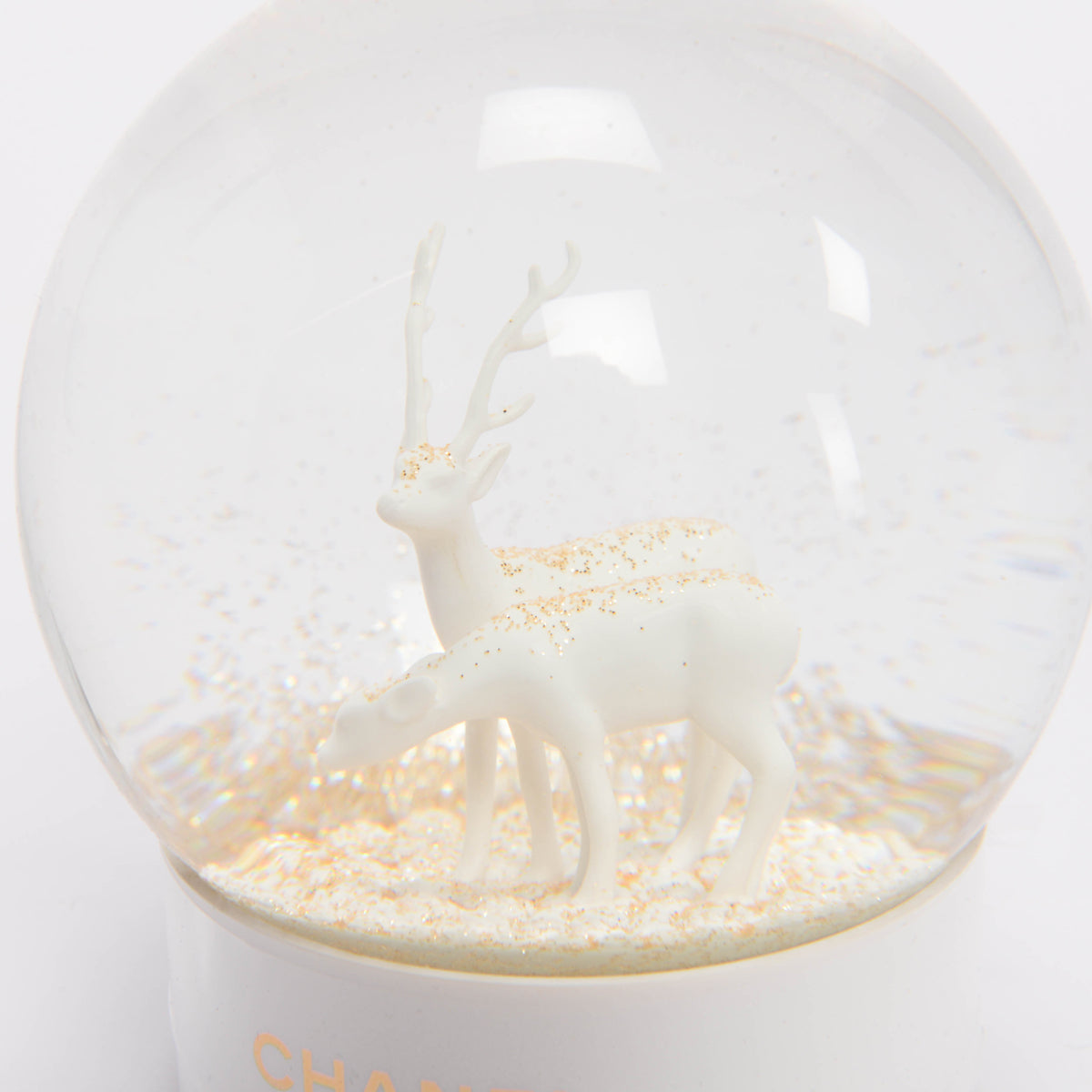 Chanel White Joaillerie Christmas Reindeer Snow Globe