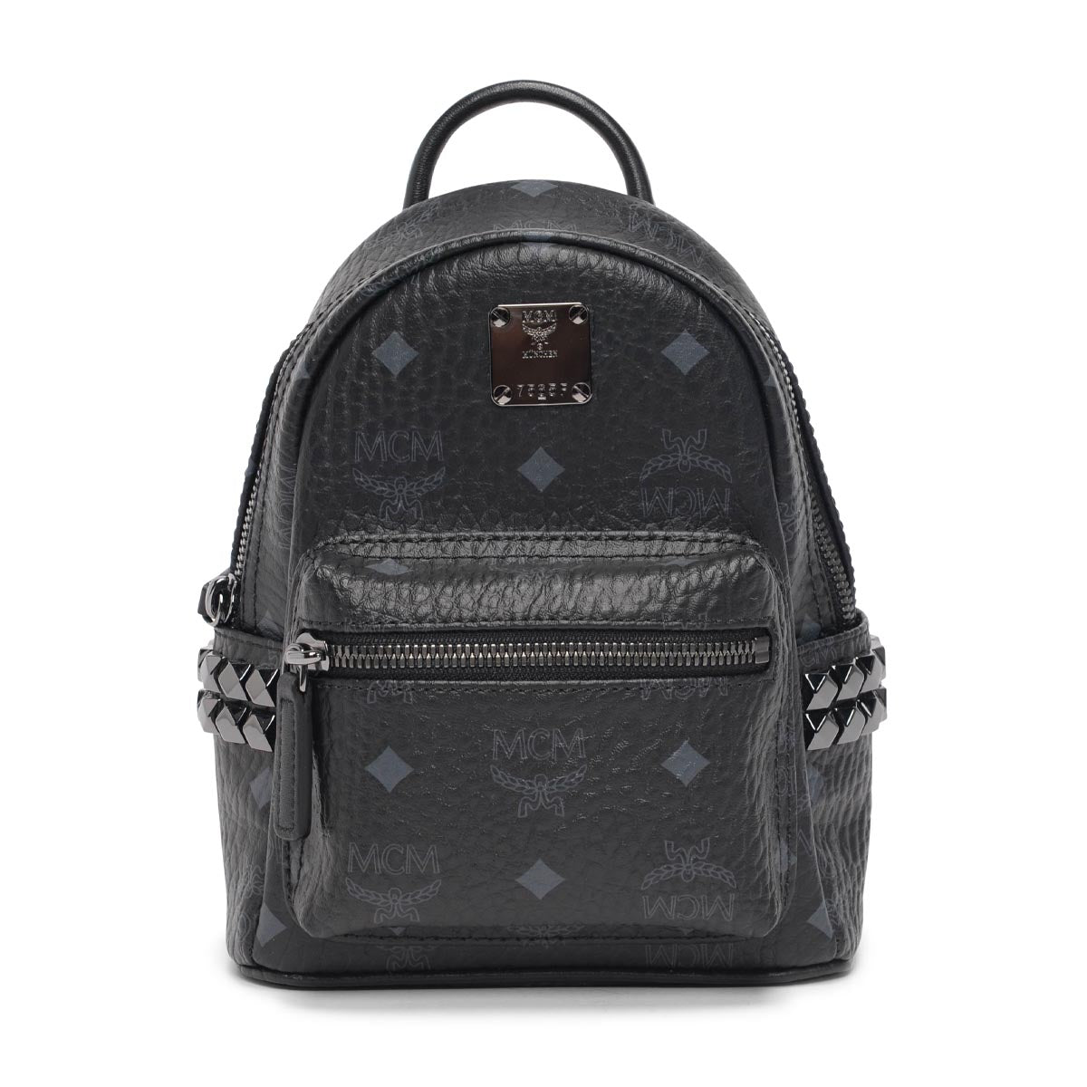 MCM Black Visetos Stark Side Studs Bebe Boo Mini Backpack