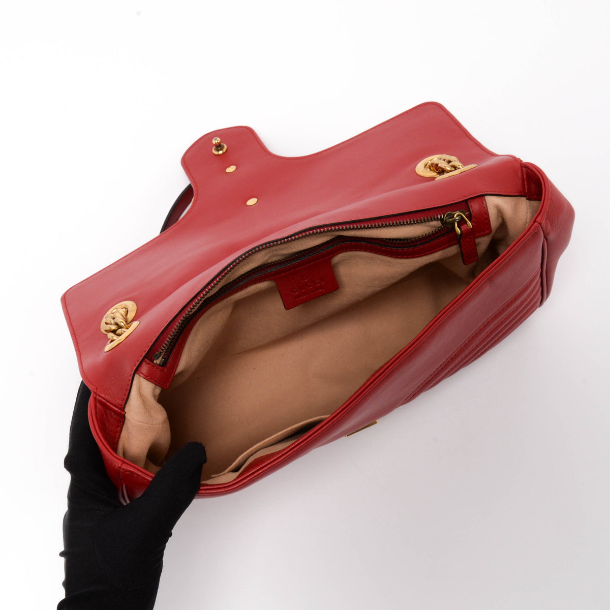 Gucci Red Matelasse Medium Marmont Shoulder Bag