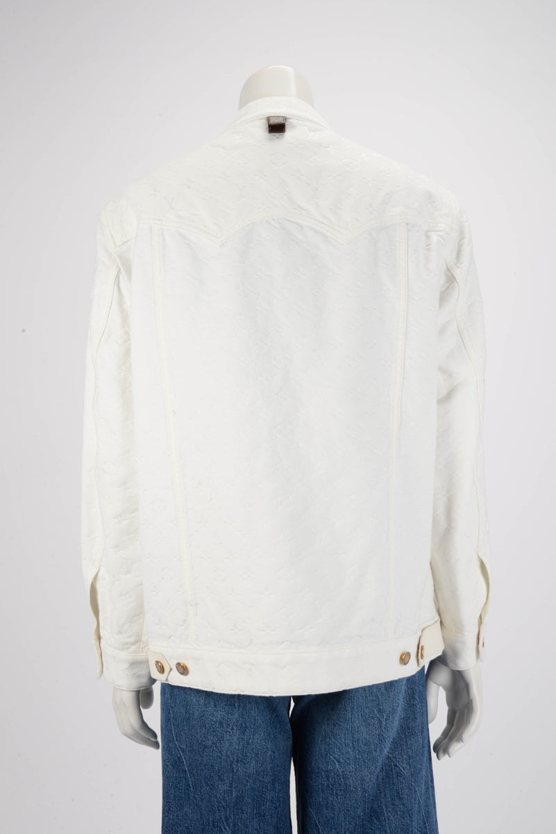 Louis Vuitton White Monogram Denim Oversized Jacket FR 36