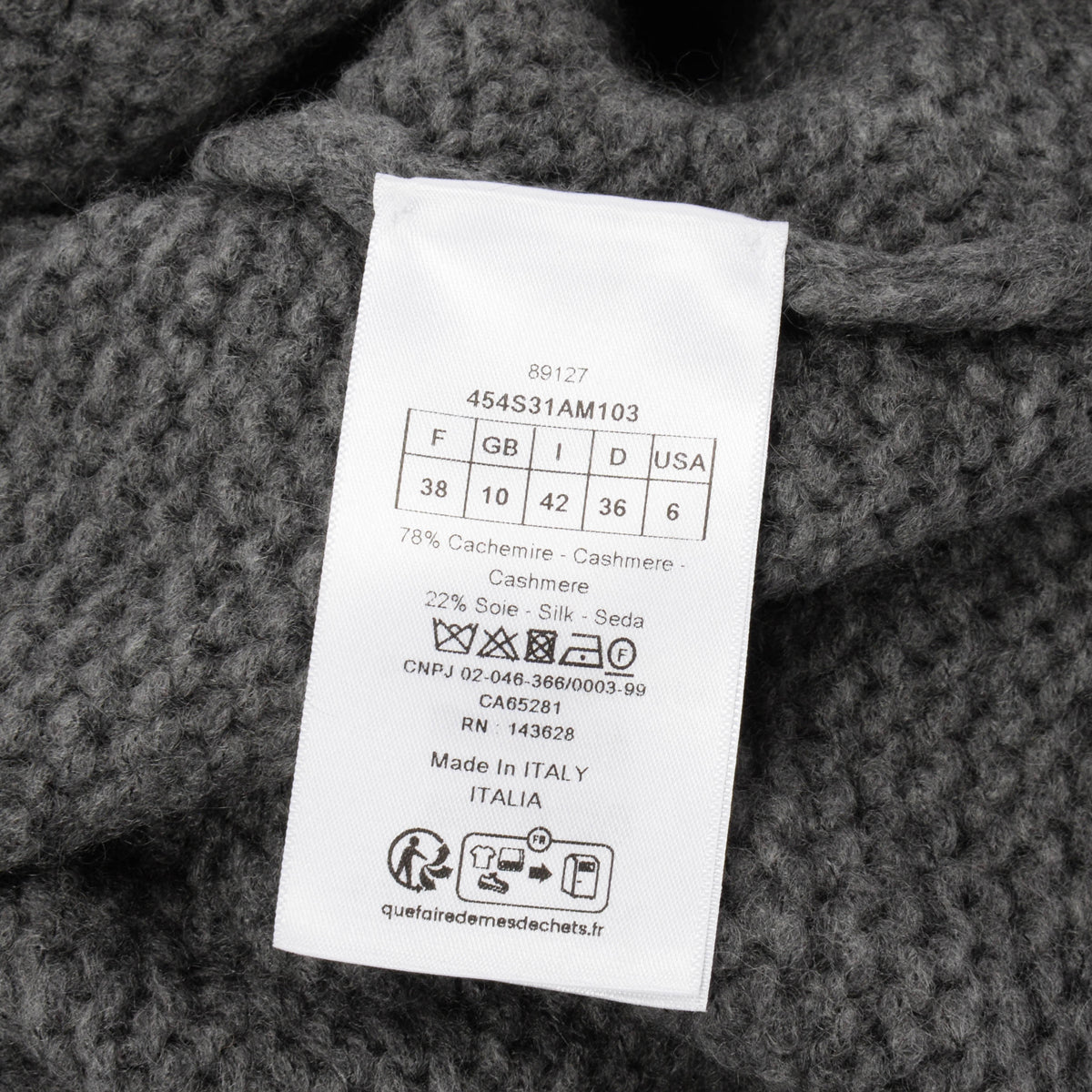 Dior Grey Cashmere Miss Dior Graffiti Motif Long Sweater FR 38