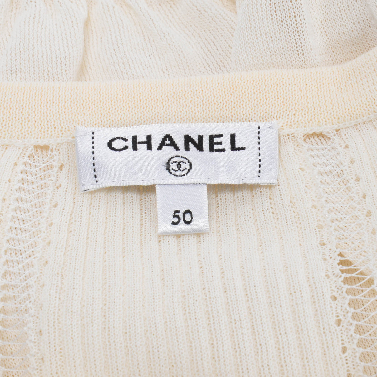 Chanel Ivory Knitted Pintuck Detail Blouse FR 50