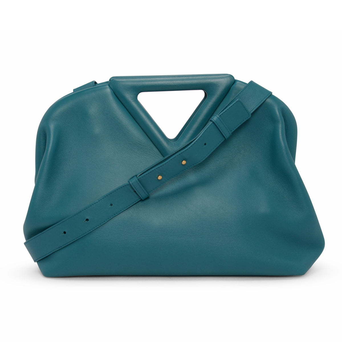 Bottega Veneta Turquoise Calfskin Medium The Point Triangle Bag