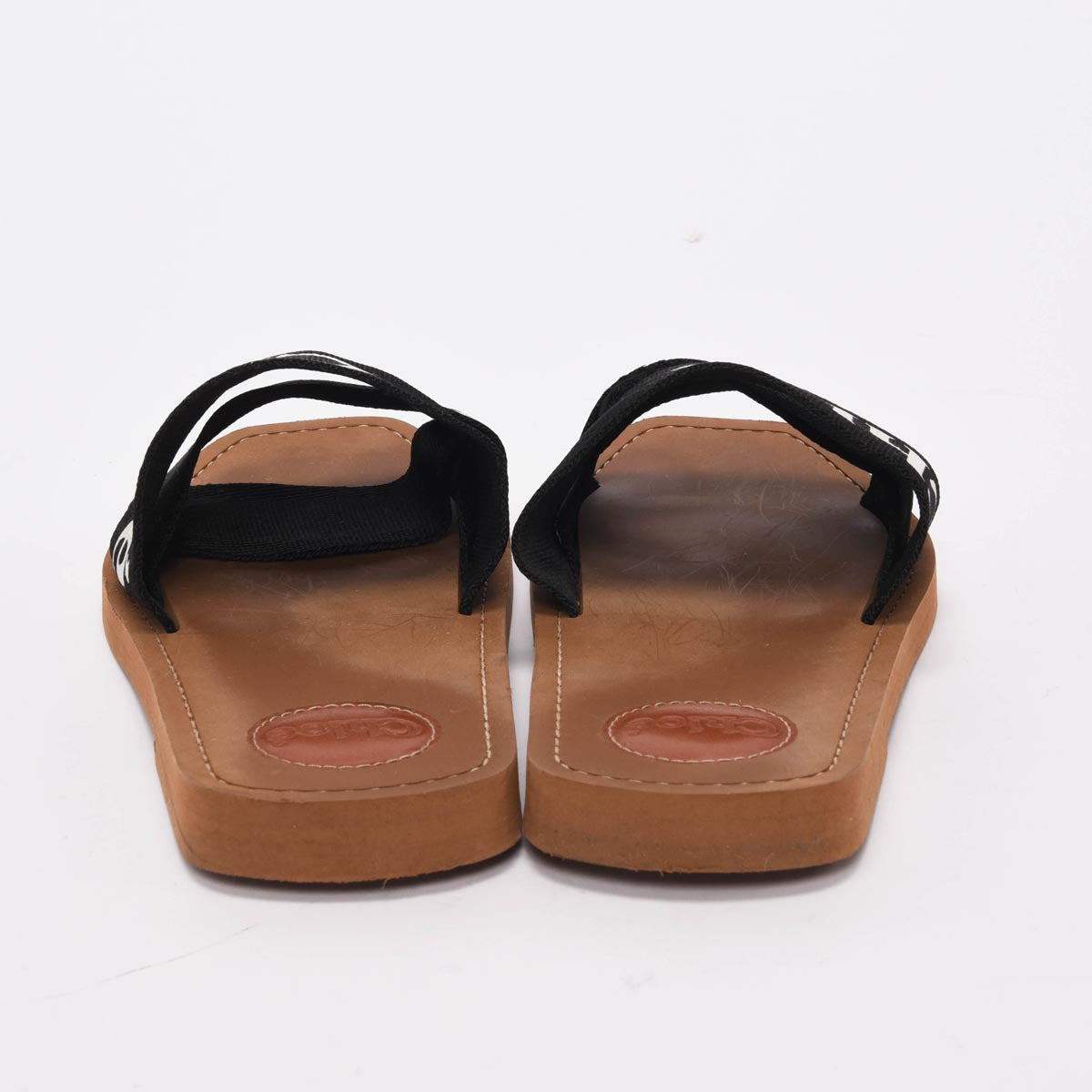 Chloe Black Linen Woody Slides 39