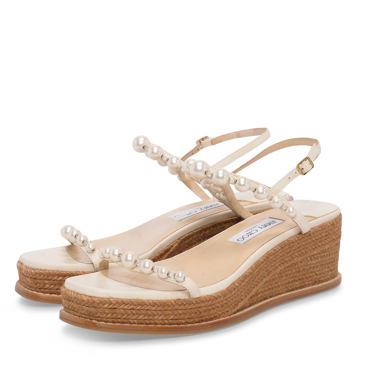 Jimmy Choo White Rope Amatuus Embellished Sandals 41