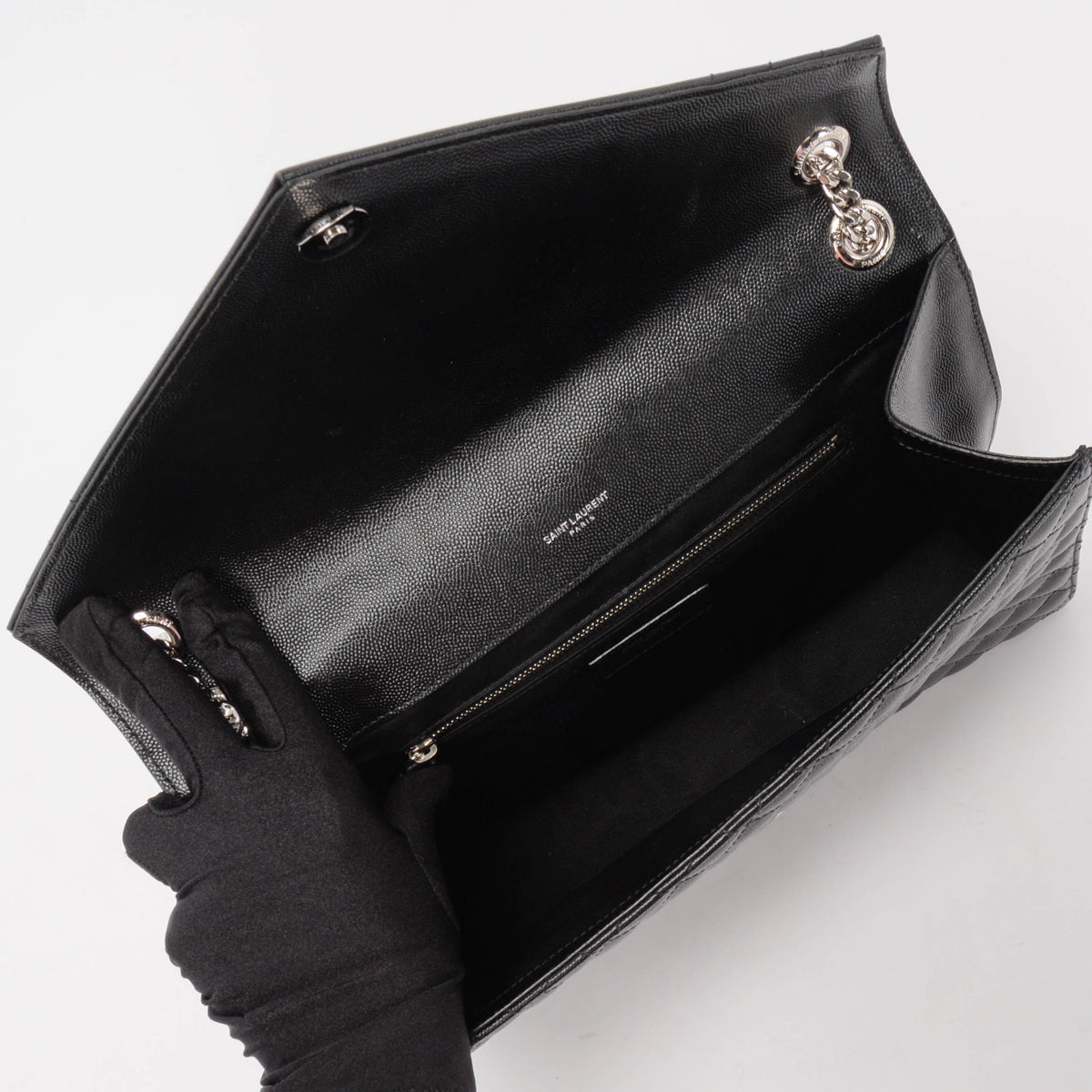 Saint Laurent Black Mix Matelasse Large Monogram Envelope Bag