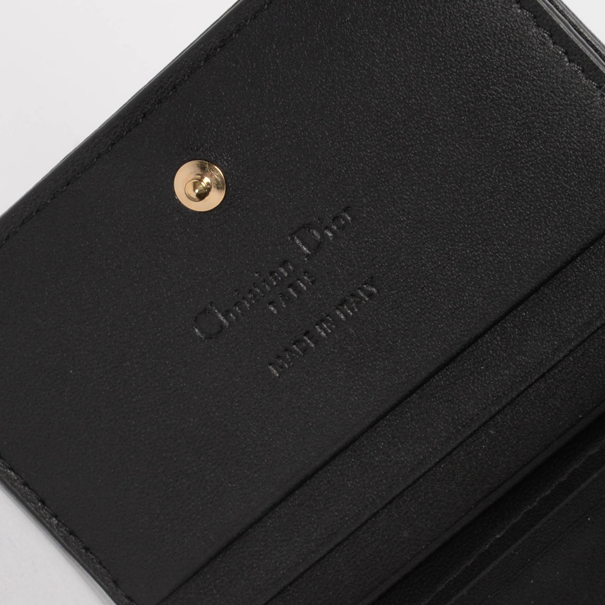 Dior Black Lambskin Cannage Mini Lady Dior Gardenia Wallet