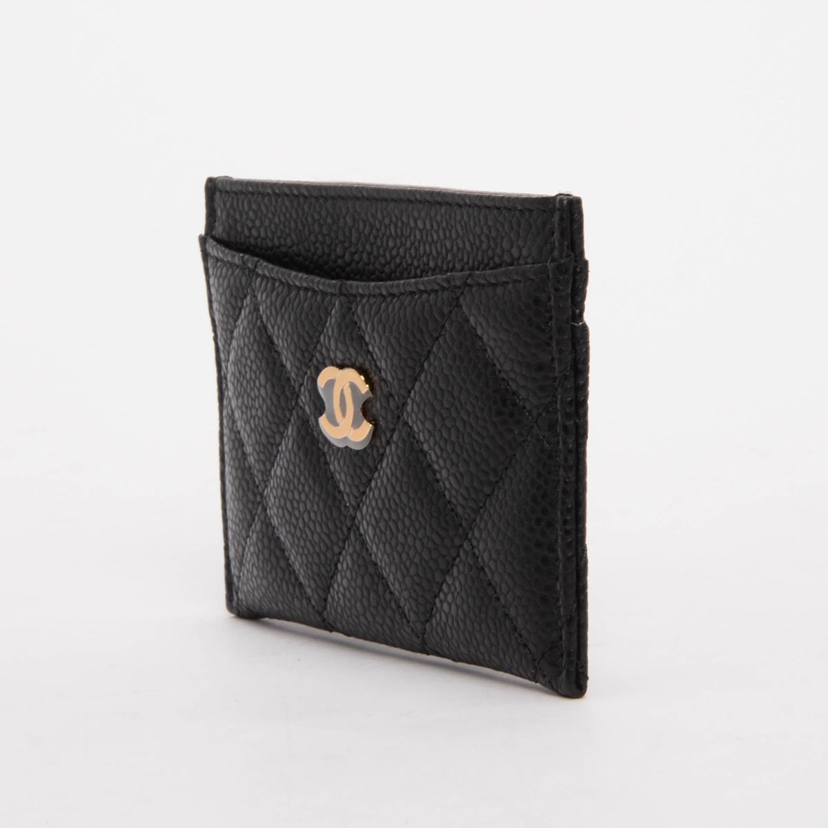 Chanel Black Quilted Caviar Classic CC Card Holder