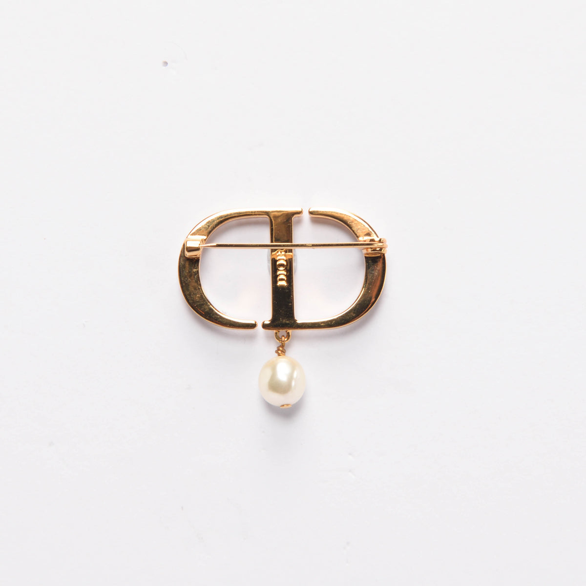 Dior Gold Crystal & Pearl Petit CD Brooch