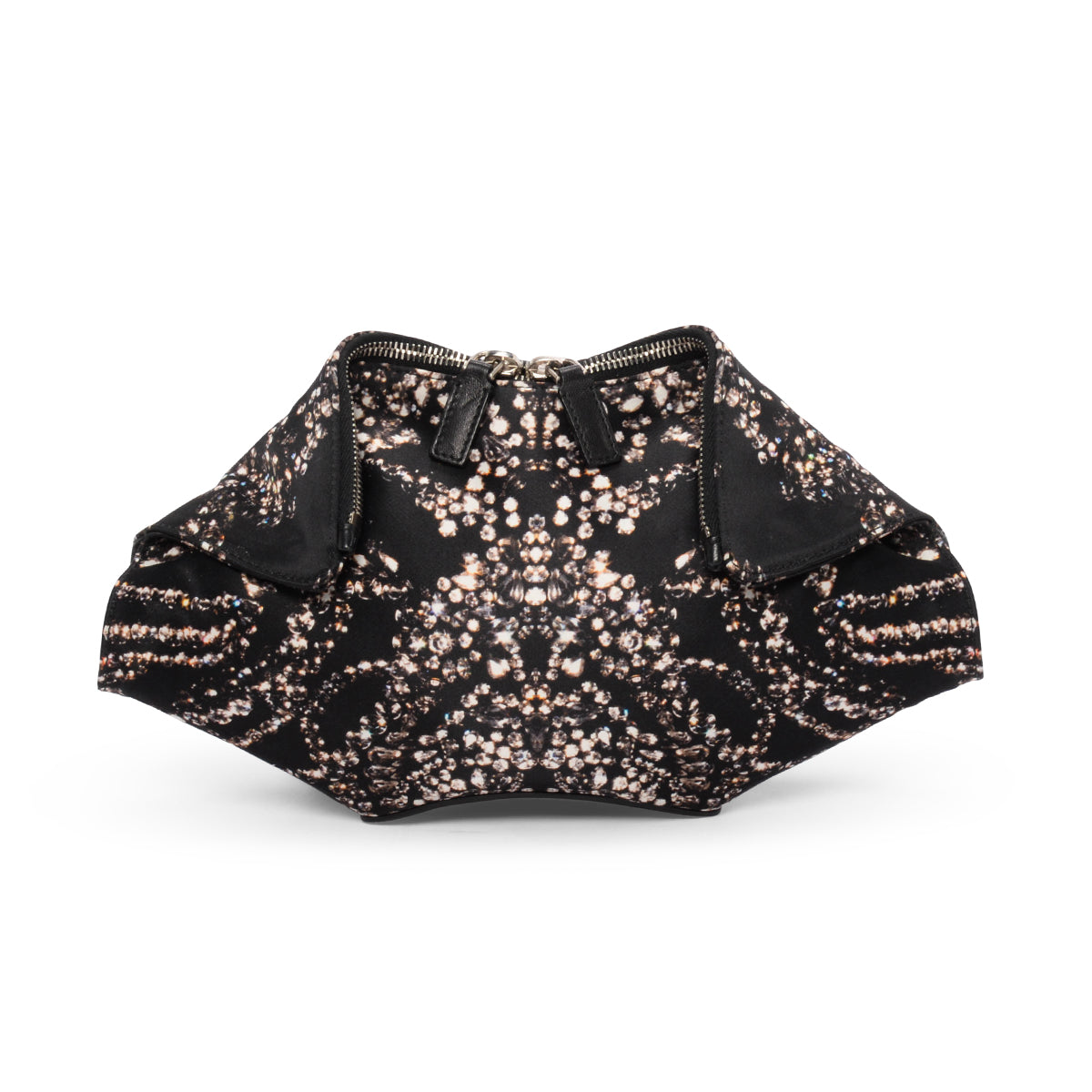 Alexander McQueen Black Satin Jewellery Print De Manta Clutch