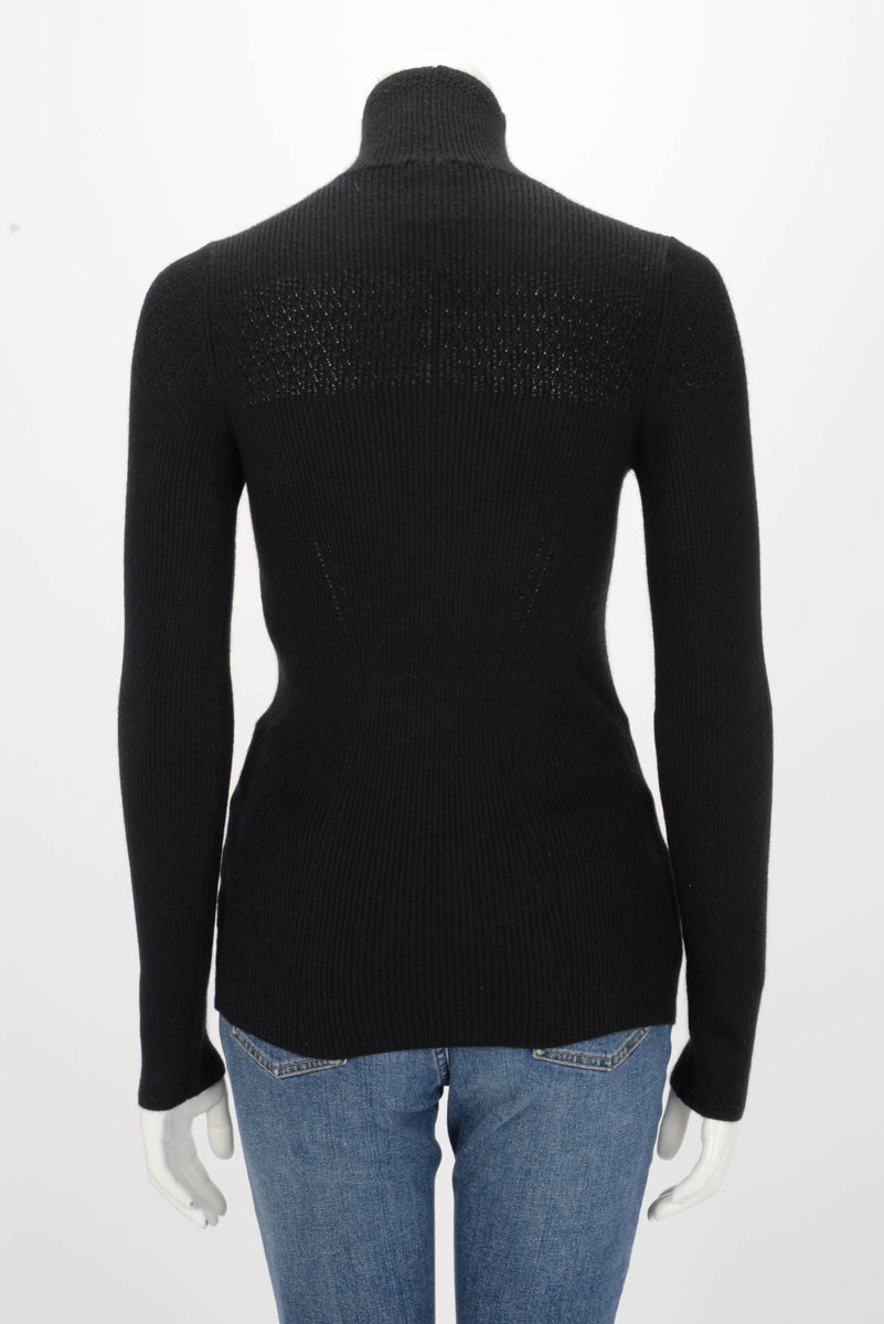 Chanel Black Cashmere Roll Neck Sweater FR 38