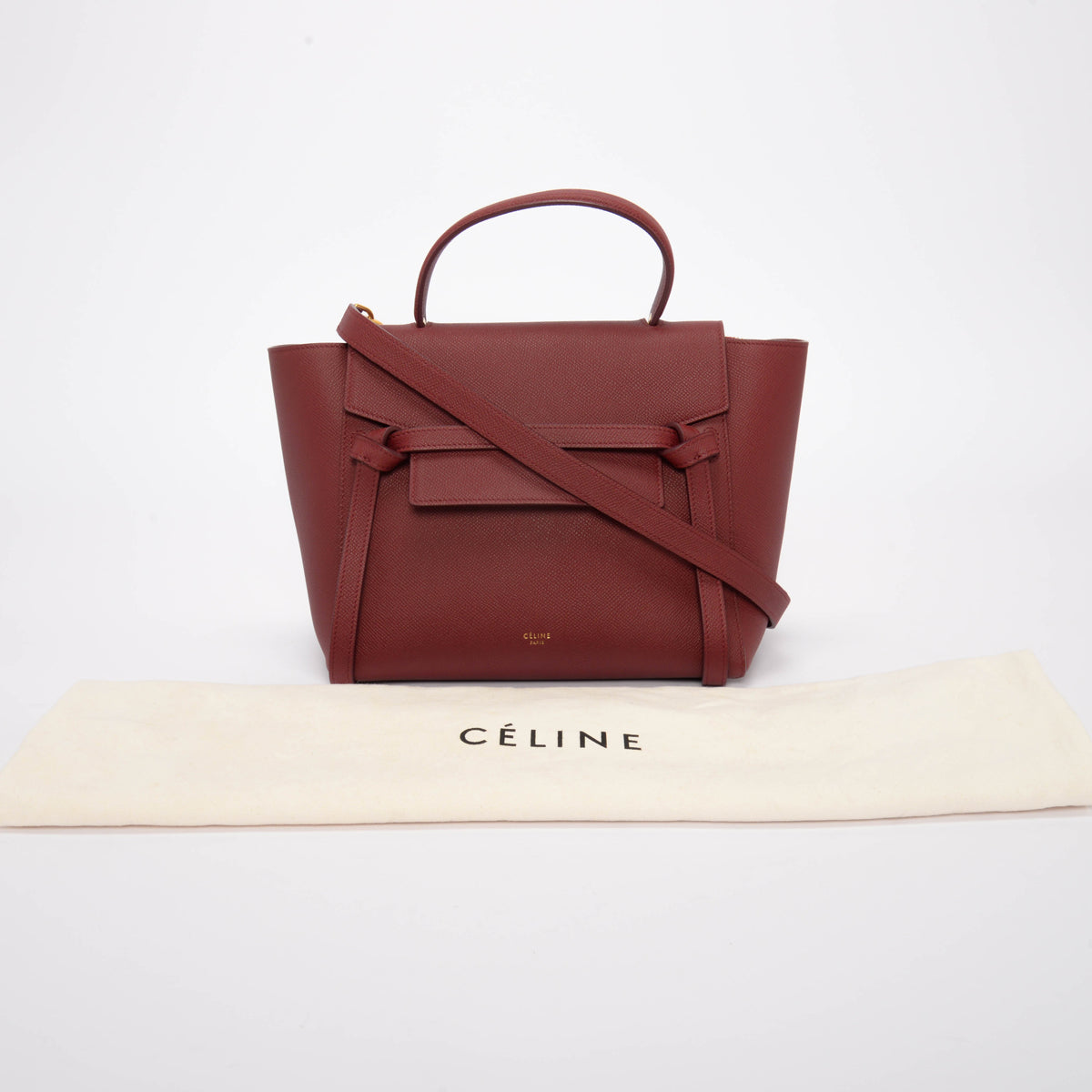 Celine Ruby Red Grained Calfskin Micro Belt Bag