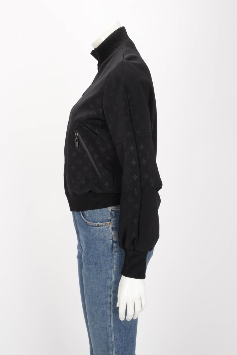 Louis Vuitton Black Monogram Jersey Bomber Jacket FR 34