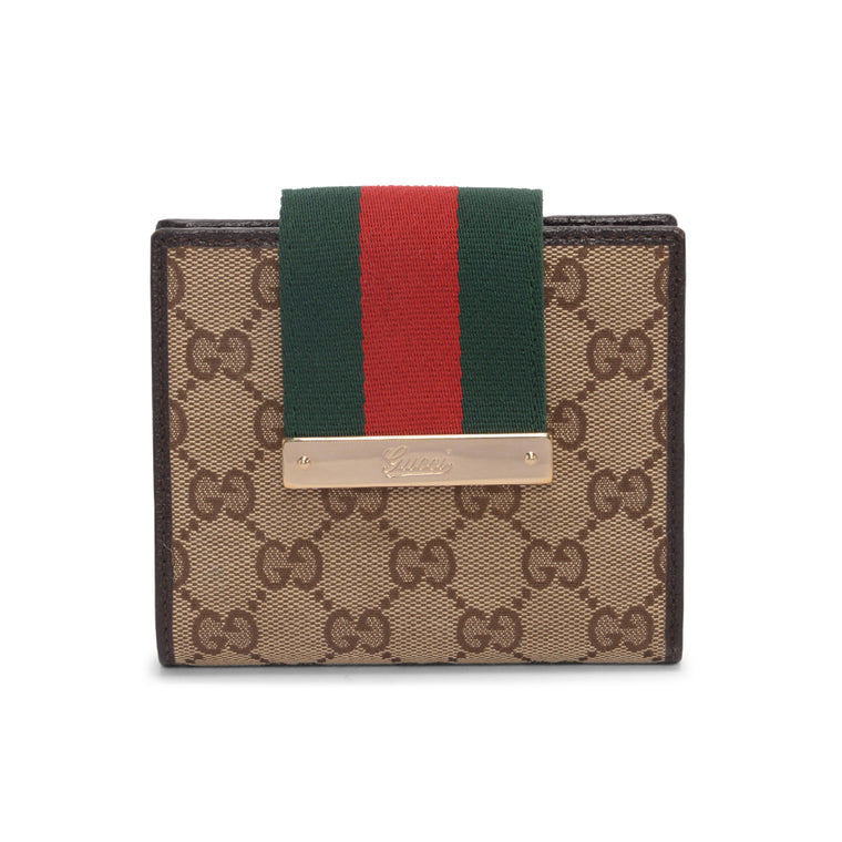 Gucci GG Canvas Ladies Web Flap Wallet