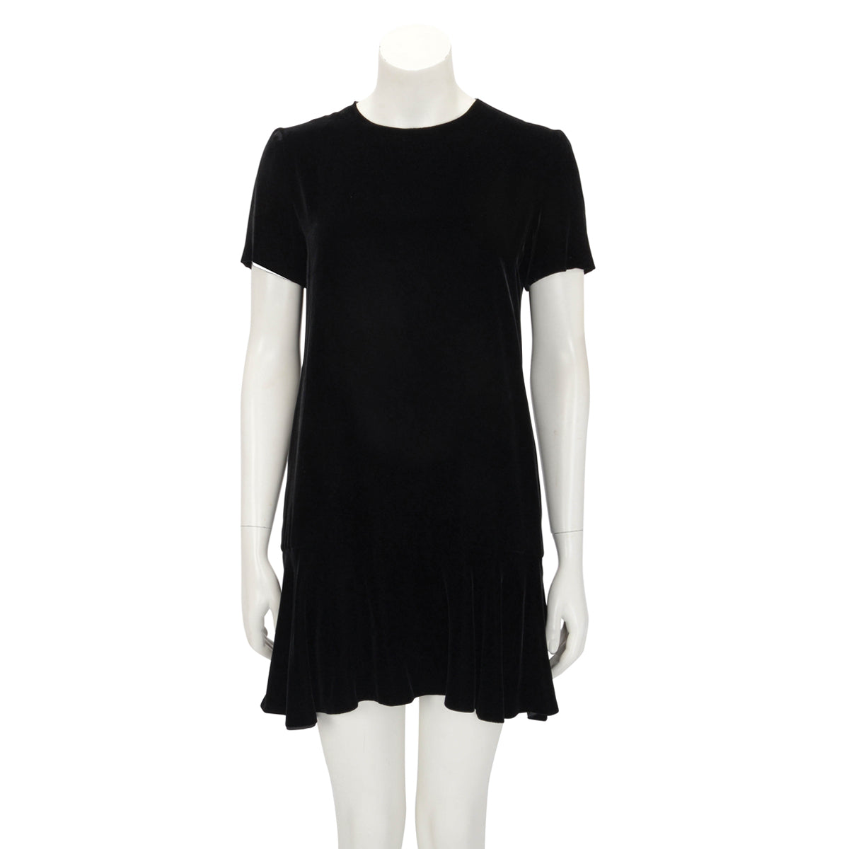 Saint Laurent Black Velvet Short Sleeve Mini Dress FR 38