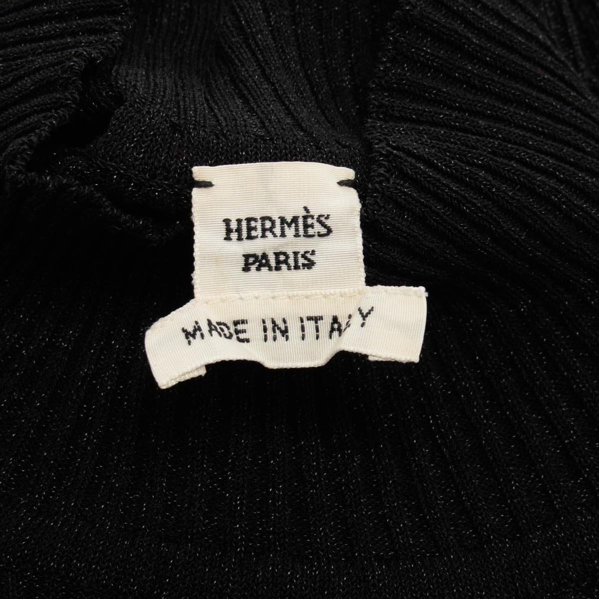 Hermes Black Glitter Ribbed Knit Turtleneck Top FR 34