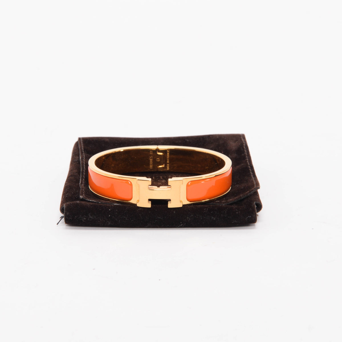 Hermes Orange Enamel Narrow Clic H Bracelet