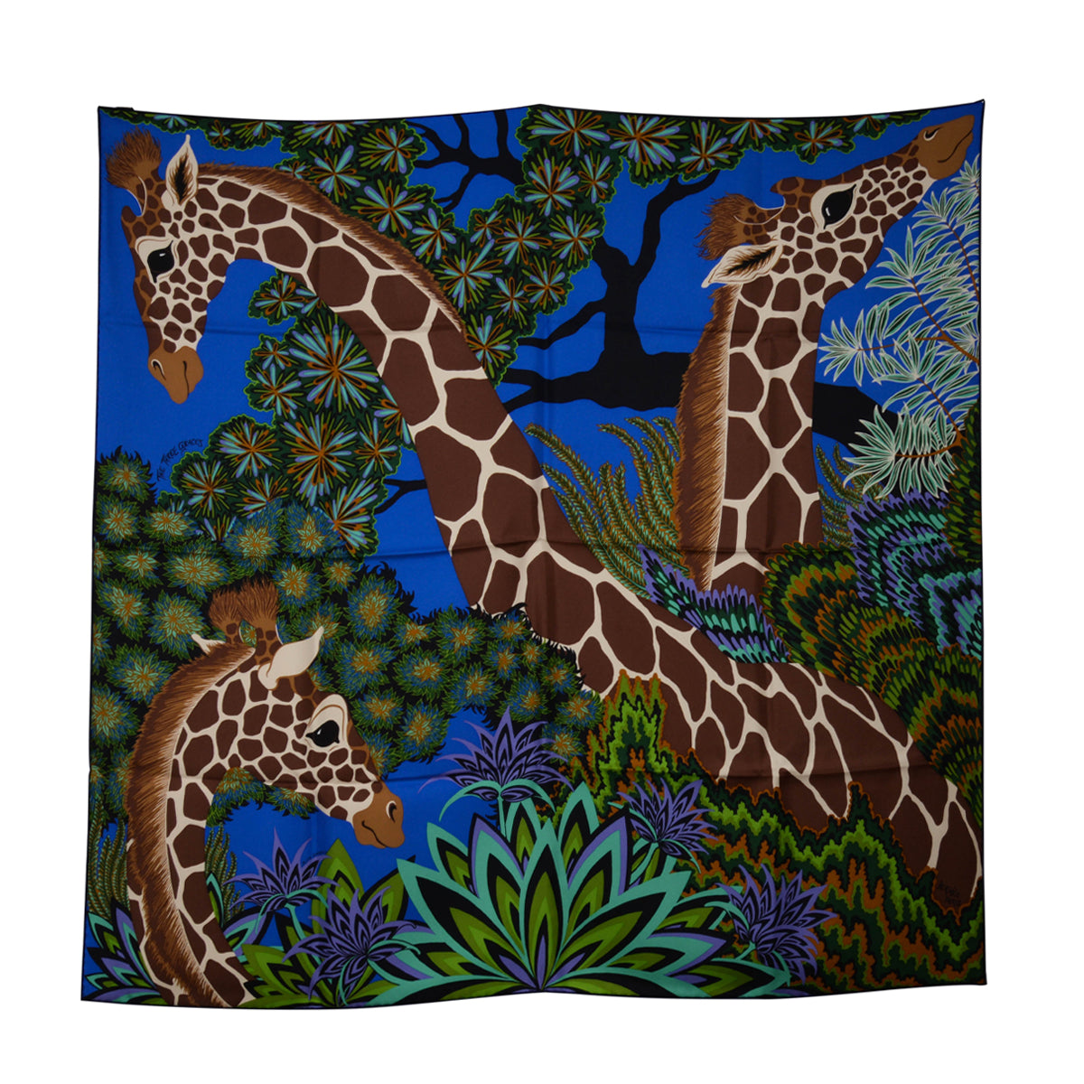 Hermes Bleu Silk The Three Graces Scarf