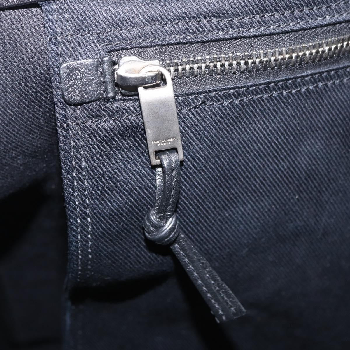 Saint Laurent Black Embossed Leather Rive Gauche Shopper Tote