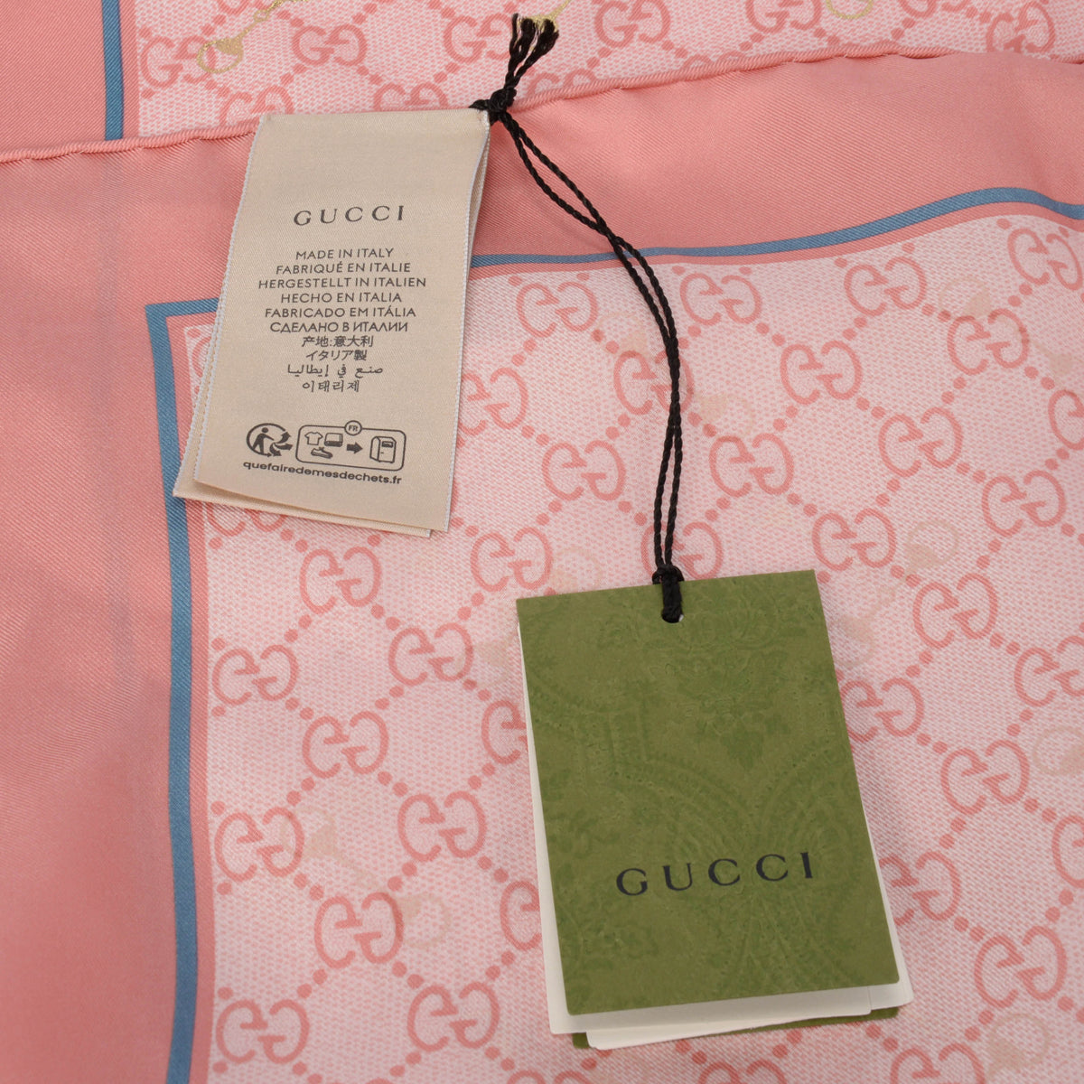 Gucci Pink Silk GG Horsebit Scarf