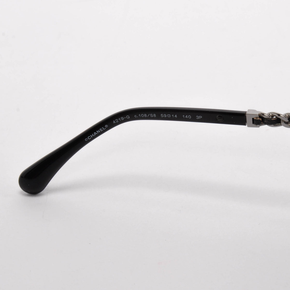 Chanel Black Leather CC Chain Pilot Sunglasses