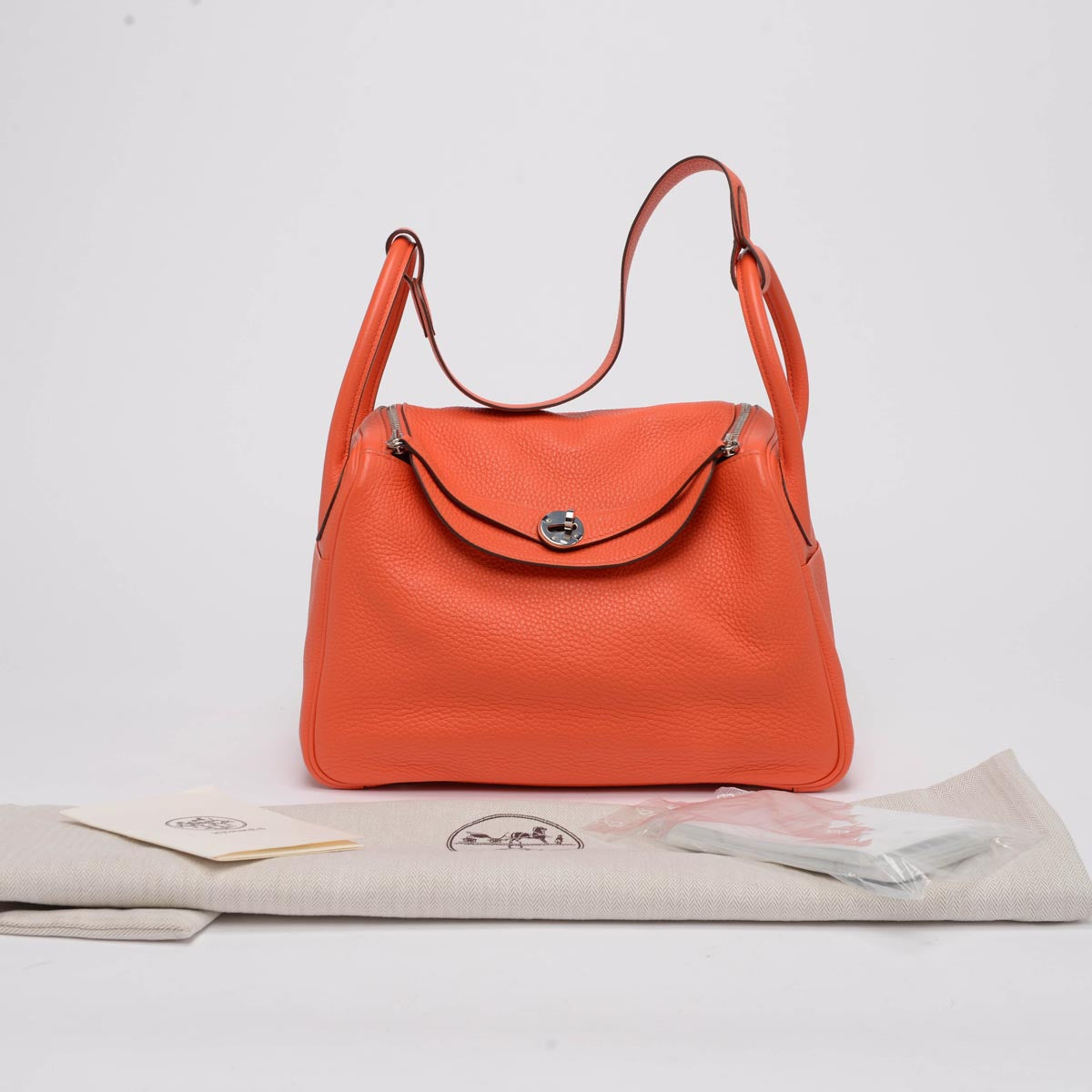 Hermes Orange Poppy Clemence Lindy 30