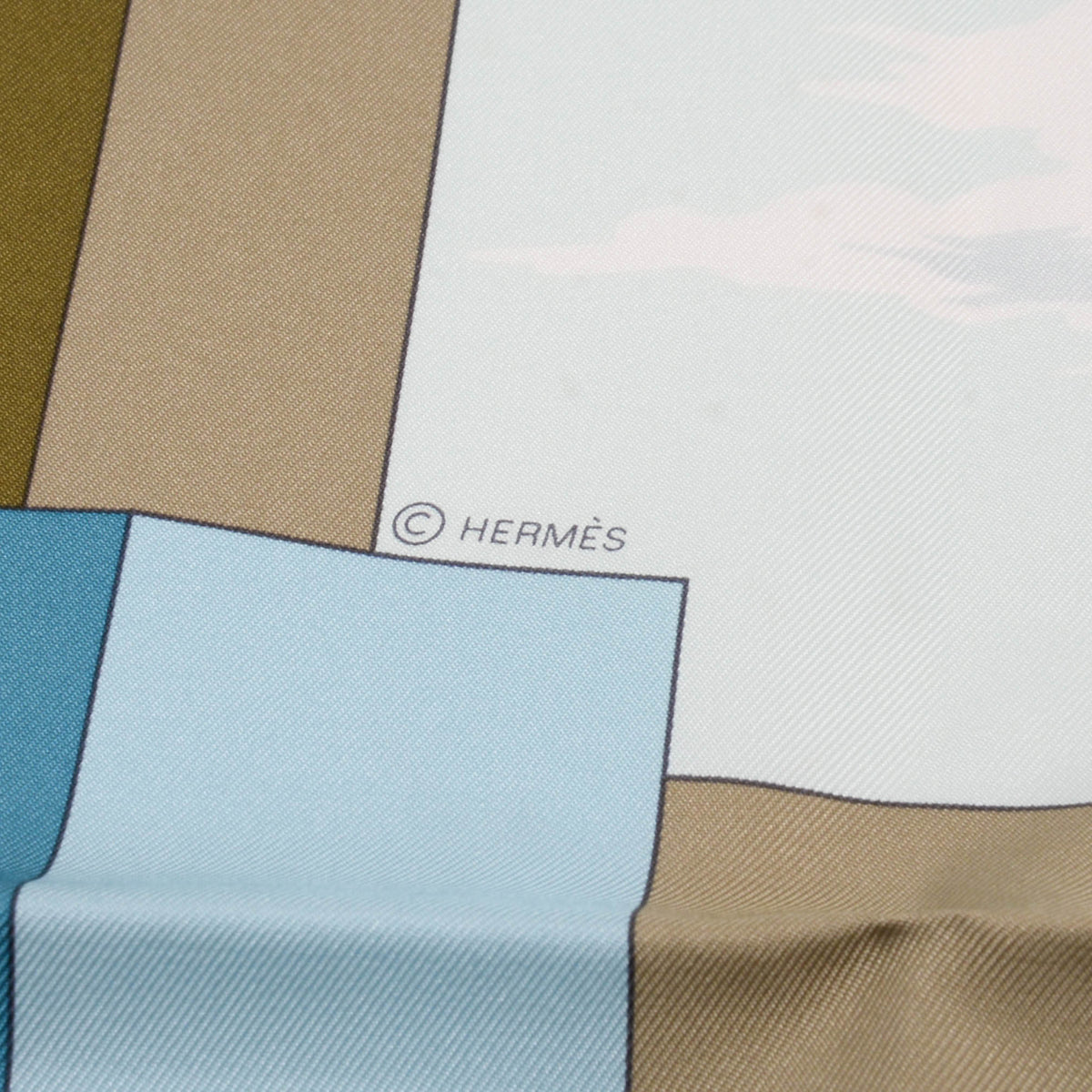 Hermes Pale Blue Silk Perspective Scarf
