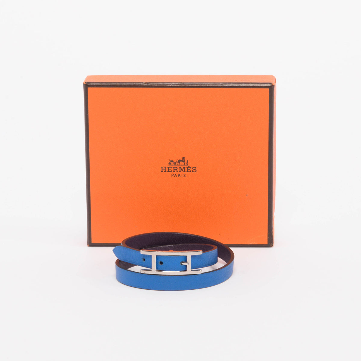 Hermes Blue Hydra & Anemone Swift Behapi Double Tour Bracelet