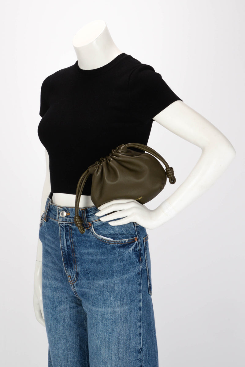 Loewe Khaki Lambskin Flamenco Purse