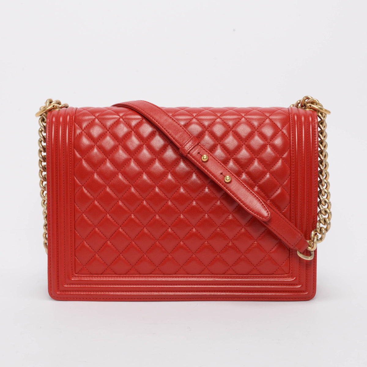 Chanel Red Quilted Lambskin Large Boy Bag