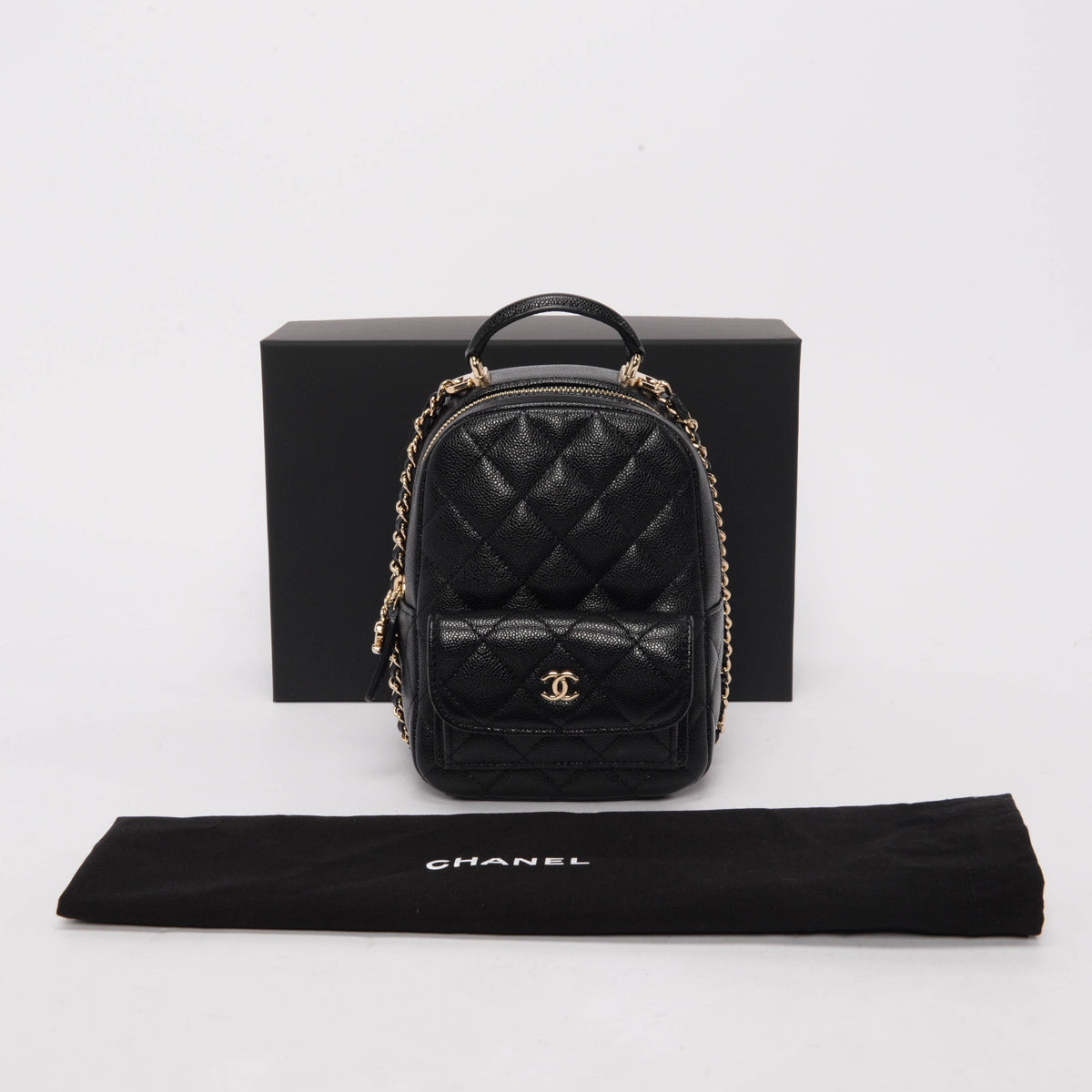 Chanel Black Quilted Caviar Mini Backpack