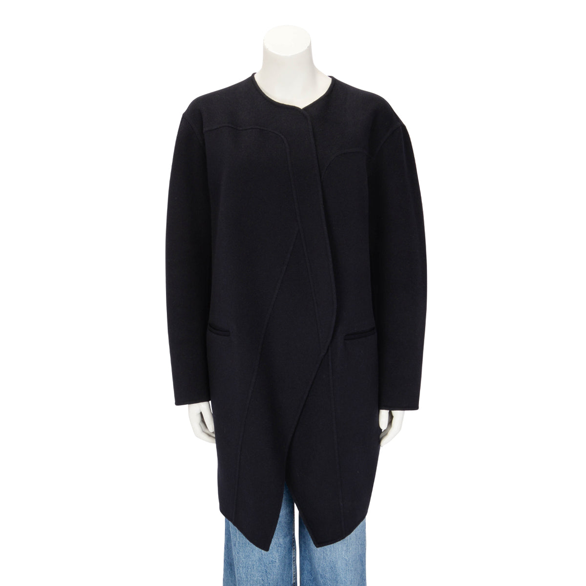 Celine Black Wool & Cashmere Unstructured Coat FR 40