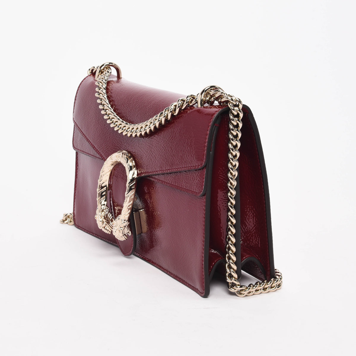 Gucci Rosso Ancora Crinkled Patent Small Dionysus Bag