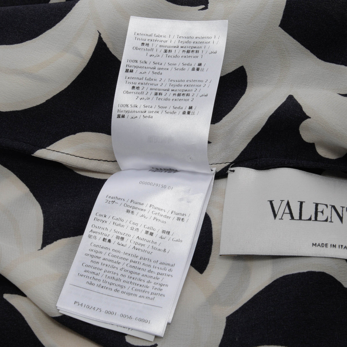 Valentino Black Silk Print Feather Trimmed Midi Dress FR 42