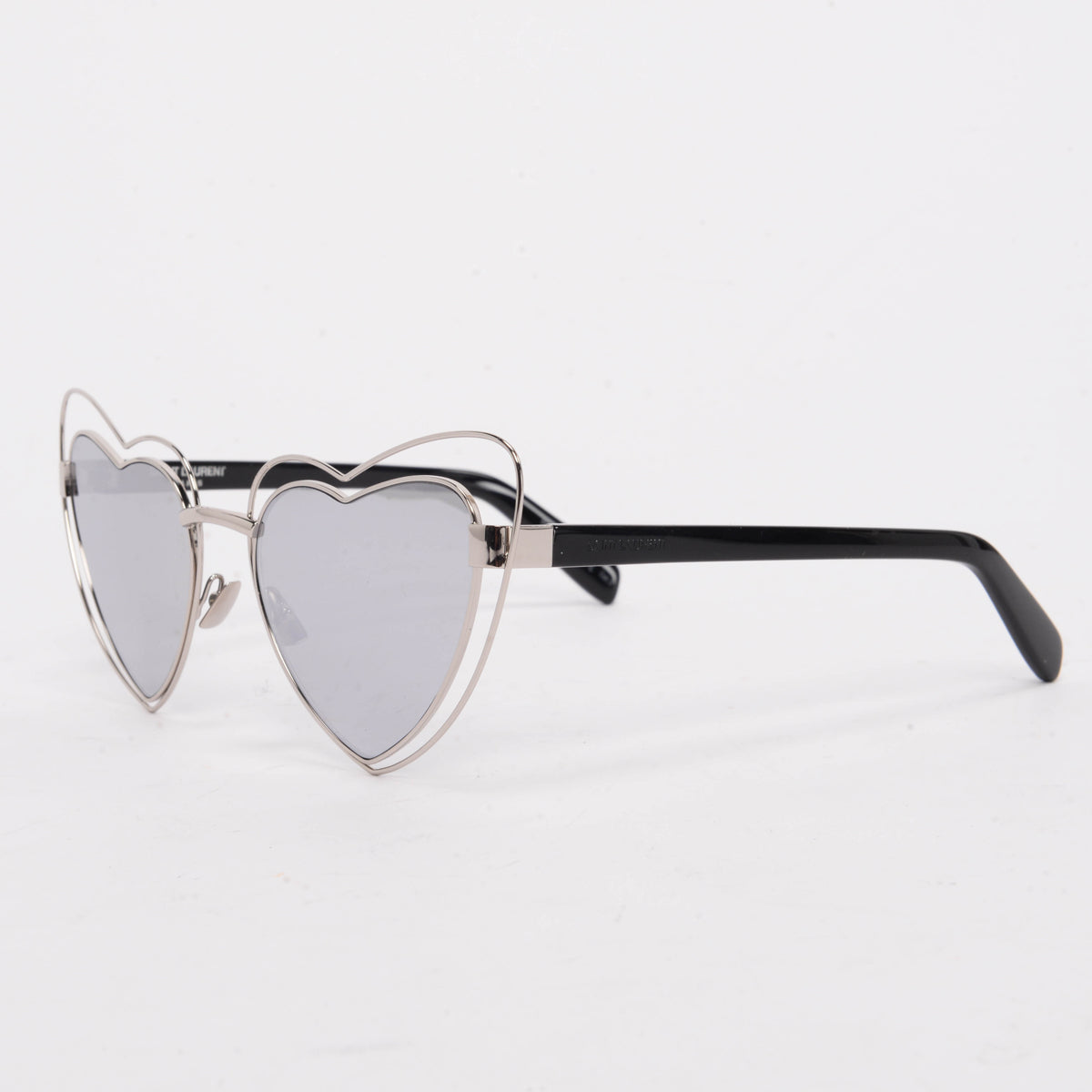 Saint Laurent Silver Loulou Heart Sunglasses