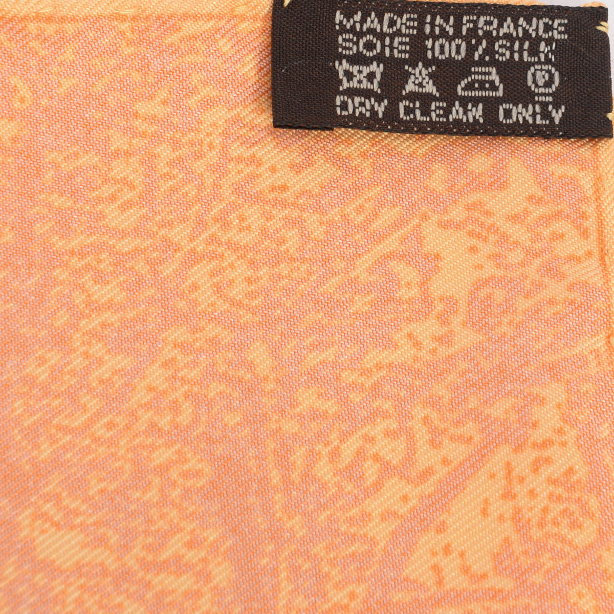 Hermes Orange Silk Amis Pour La Vie Scarf 45