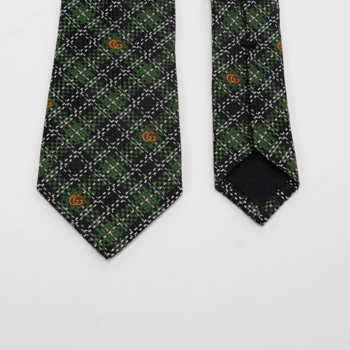 Gucci Green & Black Silk GG Check Tie