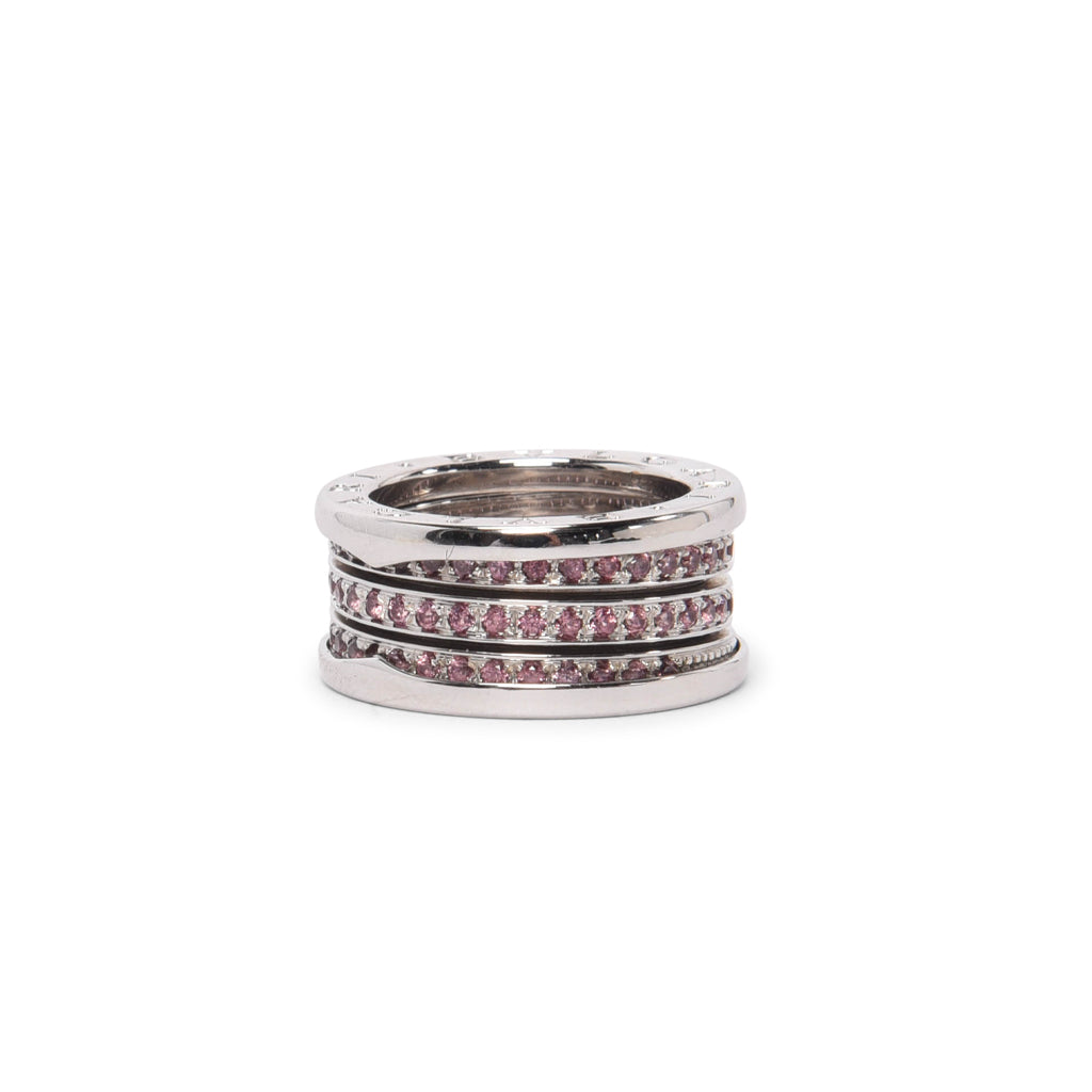 Bulgari 18k White Gold & Pink Sapphire B.Zero1 Ring
