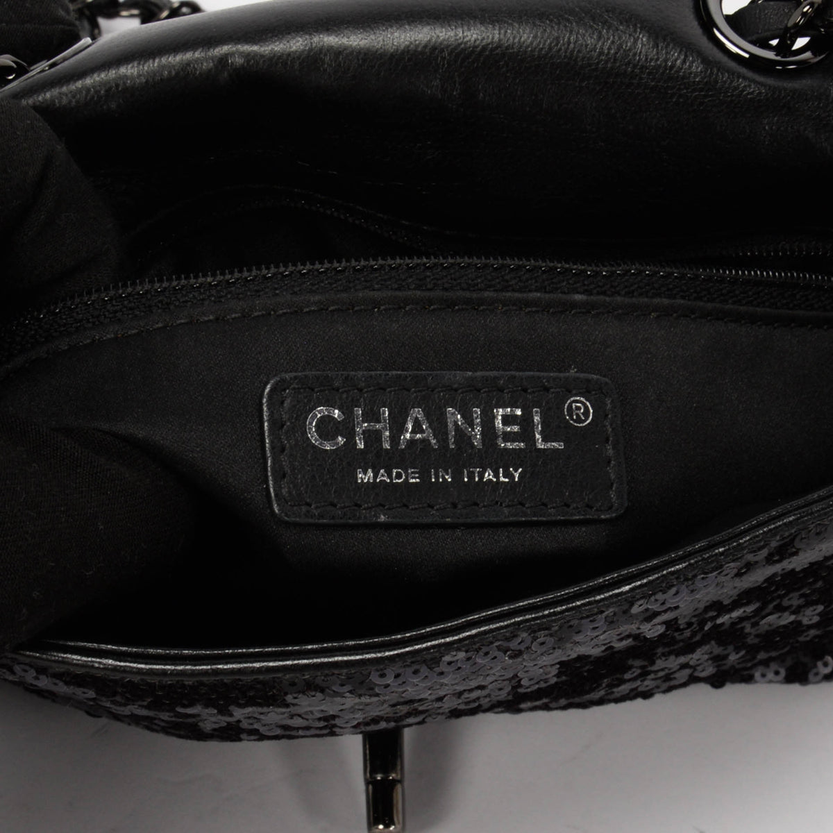 Chanel Black Sequin Moonlight on Water Mini Flap Bag