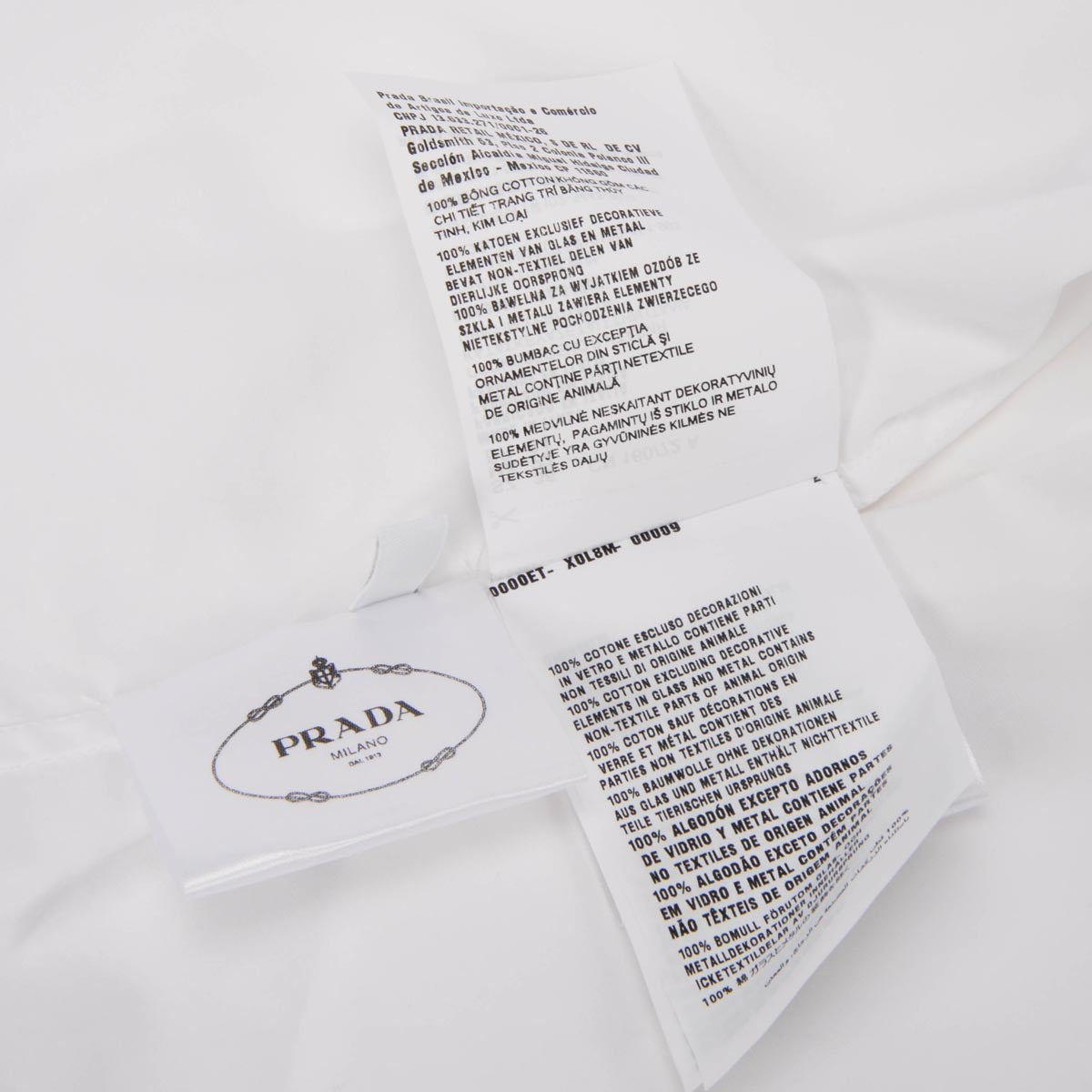 Prada White Cotton Crystal Embroidered Poplin Shirt IT 36